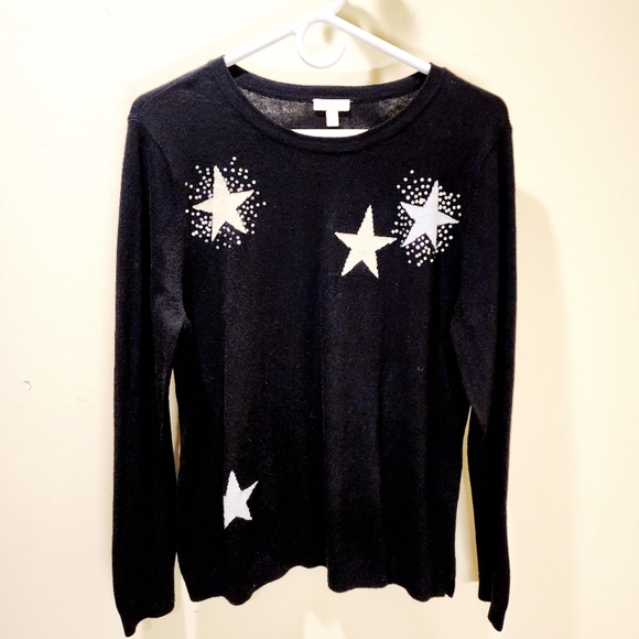 TALBOTS Women's Black cotton and nylon blend crew neck sweater size PL - Picture 1 of 9